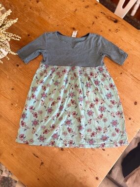 Tea Collection Navy Striped Top with Mint Floral Skirt Dress
